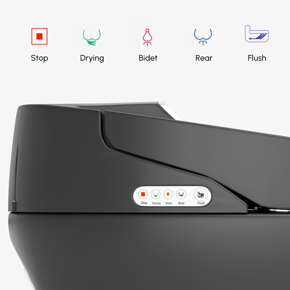 Hynova Automatic Smart Bidet Toilet Matte Black with Built-In Tank 1.28 GPF window image