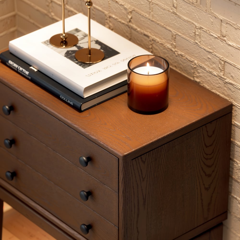 Tanic Mid Century Modern Chest Cabinet with Storage 3 Drawers of Ash Wood in Walnut window image