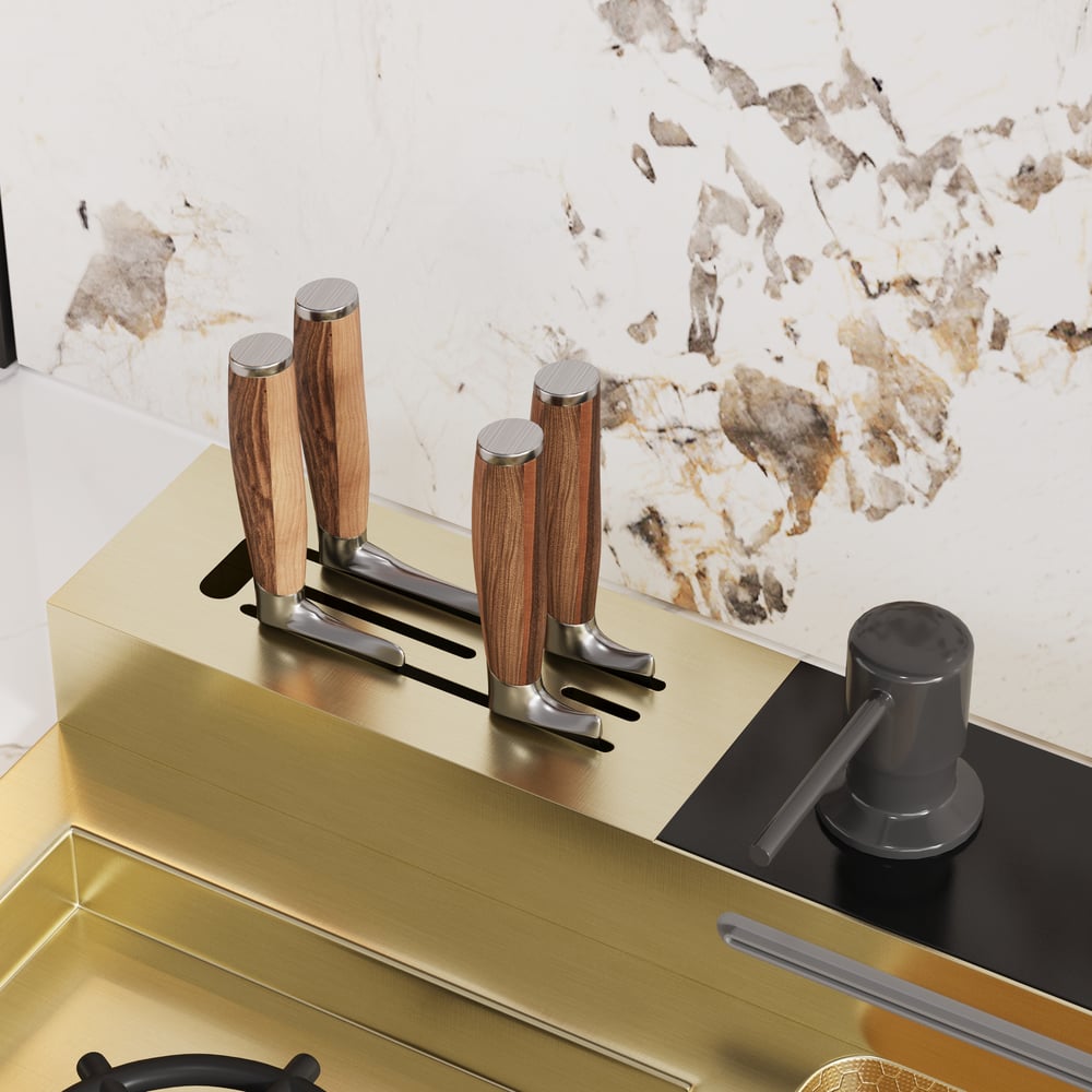 Multi-Function Stainless Steel Kitchen Sink 32.3" × 18.9" with Pull-Out Faucet window image