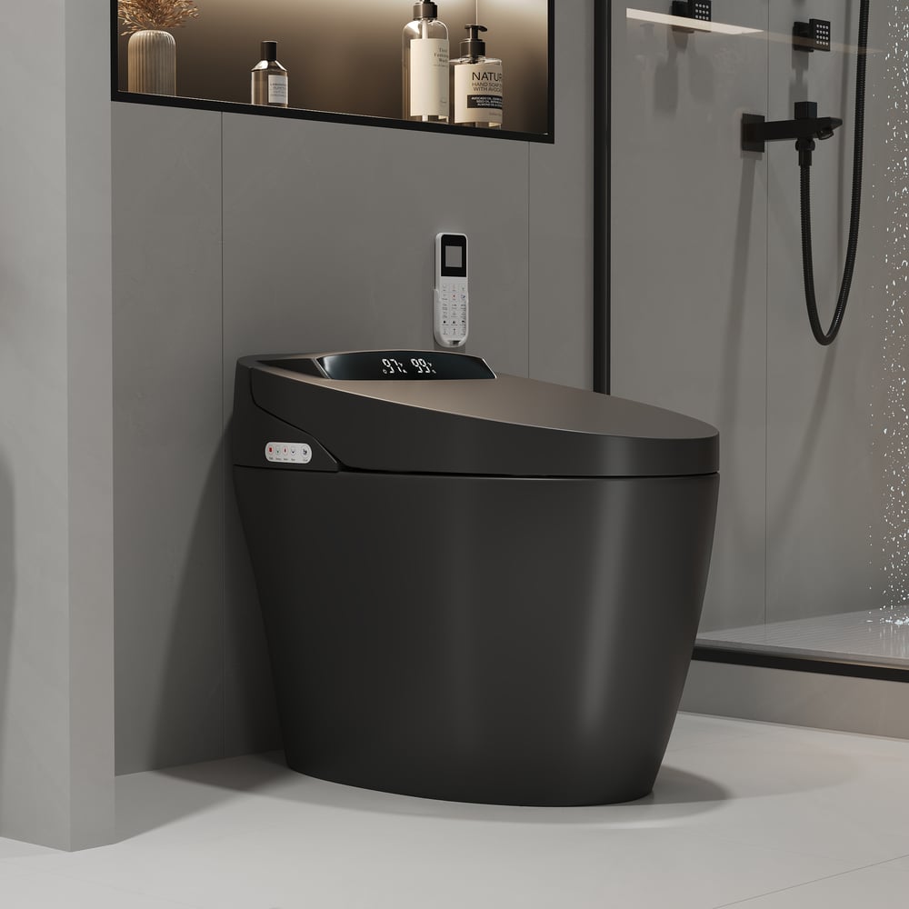 Hynova Automatic Smart Bidet Toilet Matte Black with Built-In Tank 1.28 GPF window image