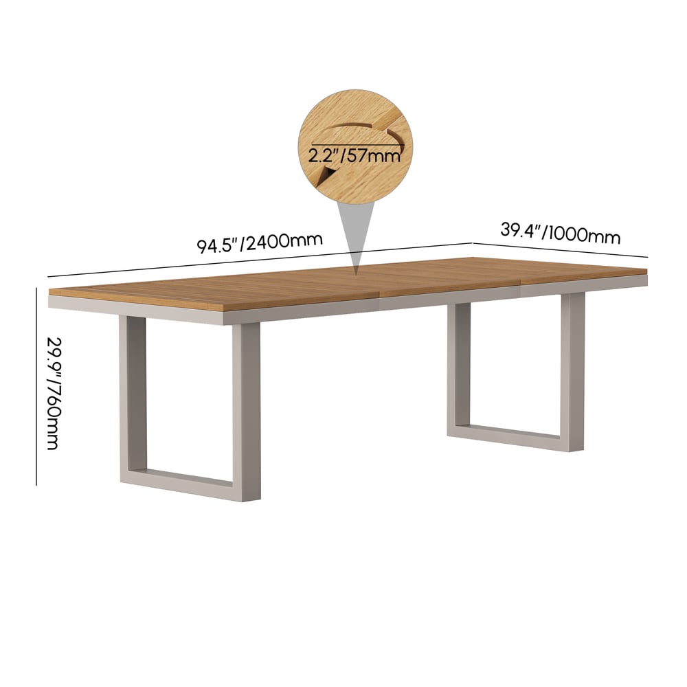 Axis 6-Person Rectangle Wood & Aluminum Outdoor Patio Dining Table weights dimensions image