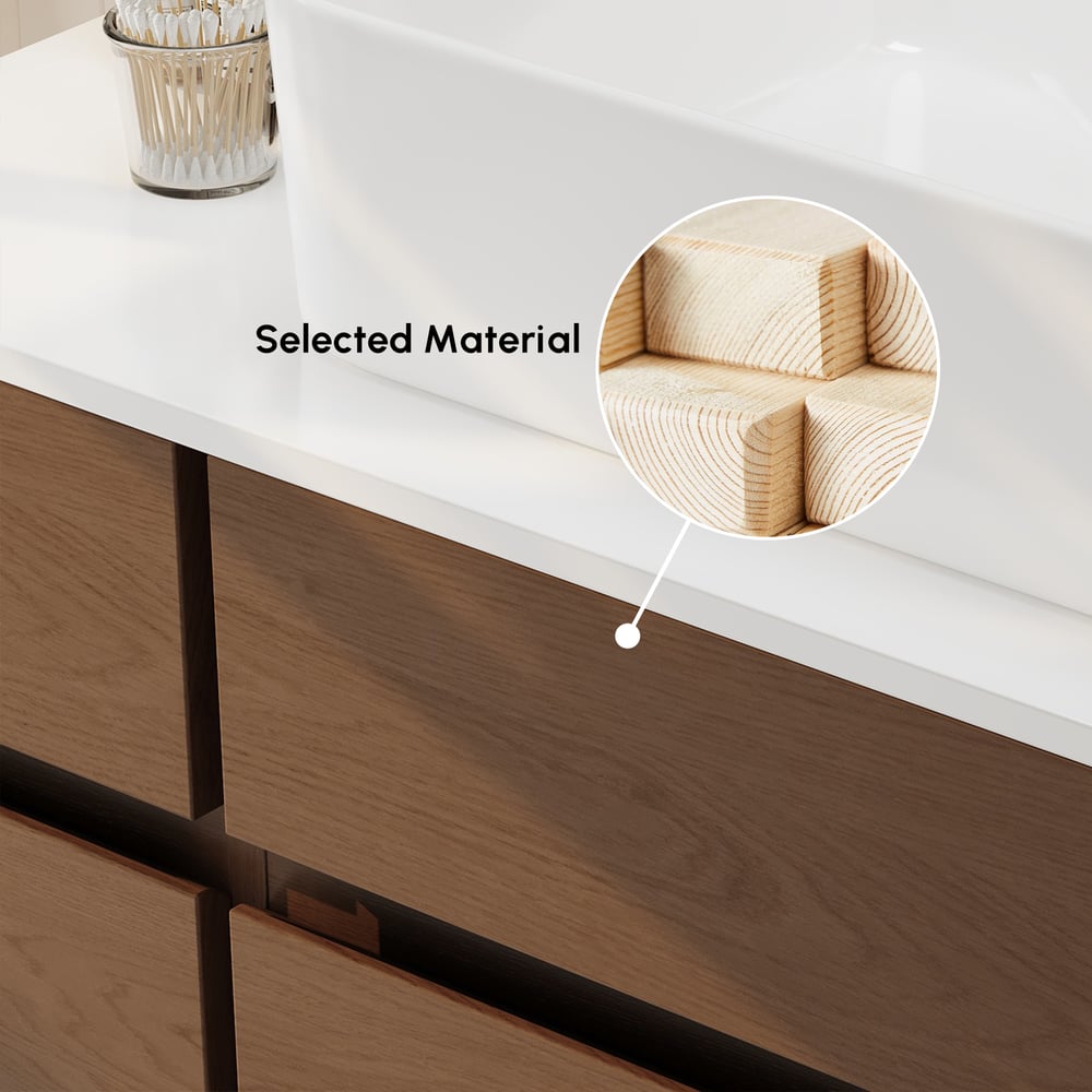 31.5" Bathroom Vanity Set Walnut Modern Floating Bathroom Vanity with Sink window image