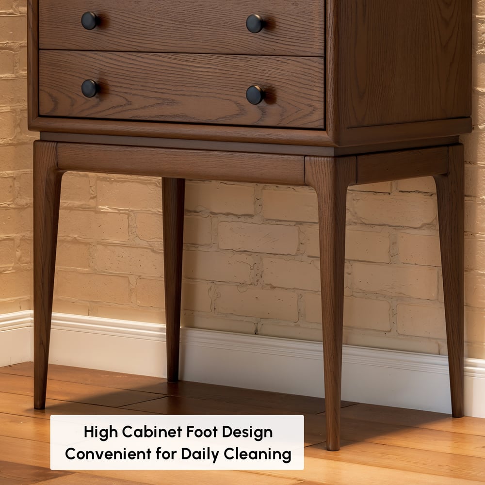 Tanic Mid Century Modern Chest Cabinet with Storage 3 Drawers of Ash Wood in Walnut window image