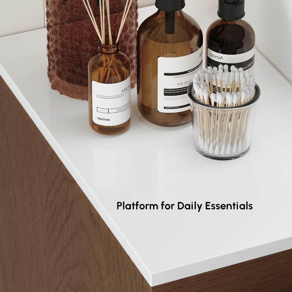 31.5" Bathroom Vanity Set Walnut Modern Floating Bathroom Vanity with Sink window image