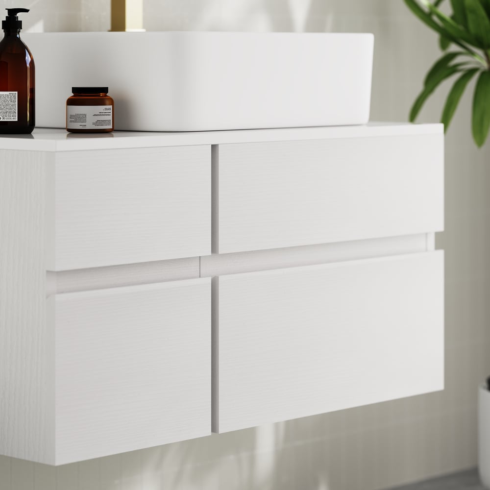 31.5" Bathroom Vanity Set White Modern Floating Bathroom Vanity with Sink window image