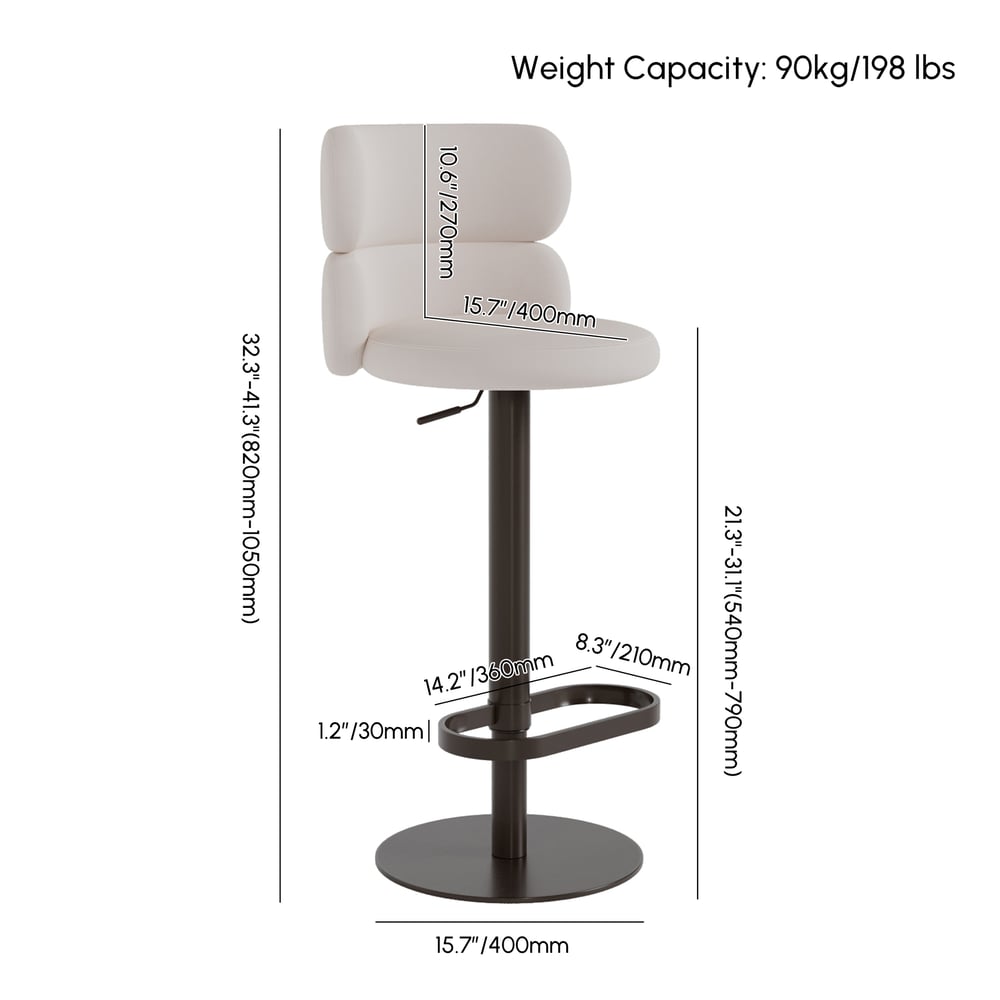 Affordable Luxury Modern Adjustable Swivel Velvet Bar Stools with Upholstery Warm White weights dimensions image