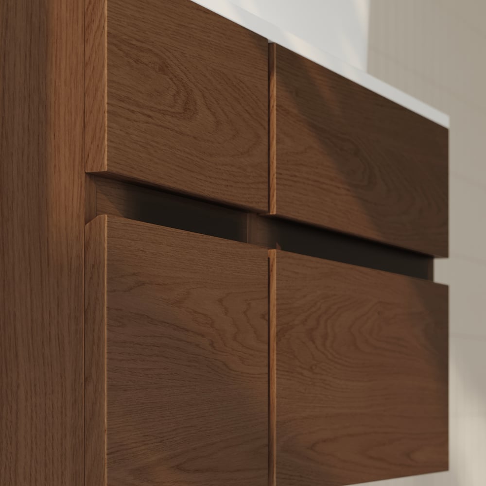 31.5" Bathroom Vanity Set Walnut Modern Floating Bathroom Vanity with Sink window image