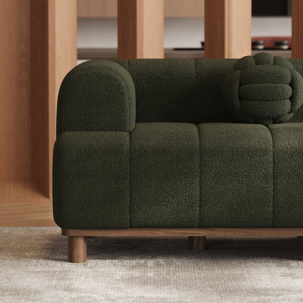 3000mm Boucle 3-Piece L-Shaped Chaise Sectional with Wood Legs window image