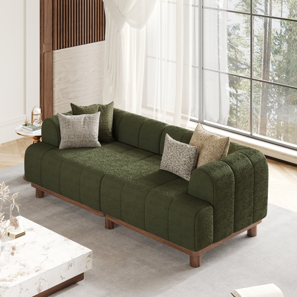 2000mm Boucle 2-Piece Sofa with Wood Legs window image