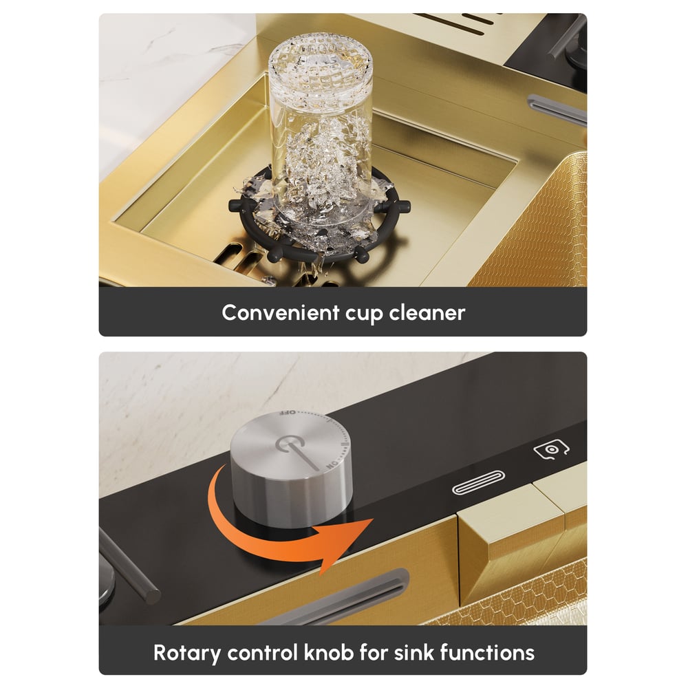 Multi-Function Stainless Steel Kitchen Sink 32.3" × 18.9" with Pull-Out Faucet window image