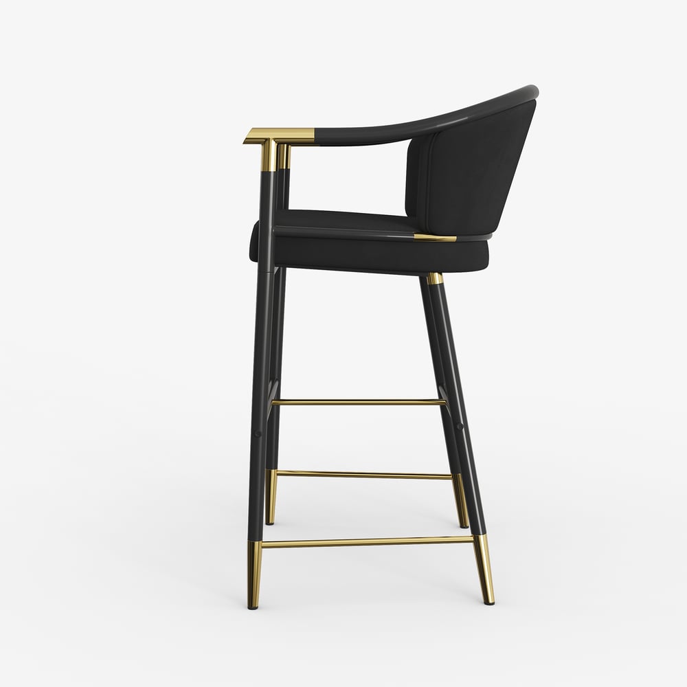 Moderne fluwelen aanrechtkrukken uit de Craines-serie met bekleding zwart Vensterafbeelding