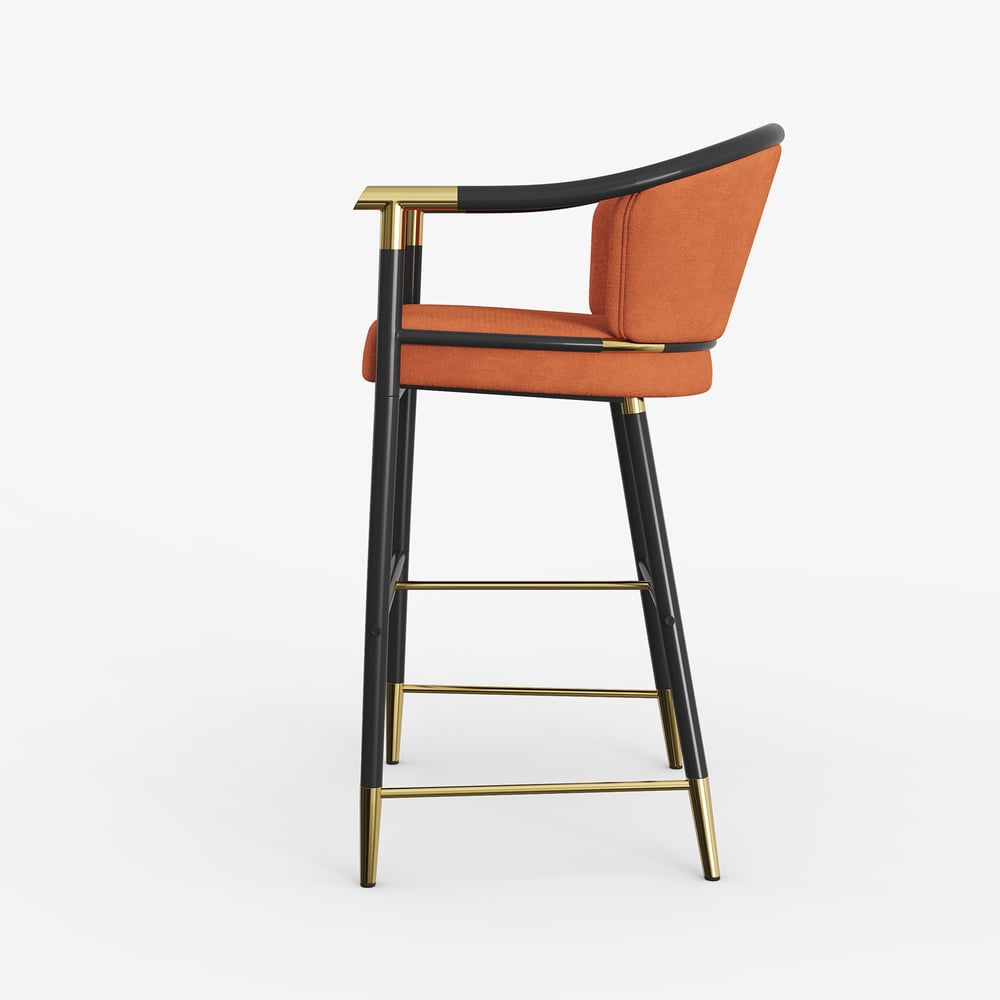 Craines Series Modern Velvet Counter Stools with Upholstery Orange window image