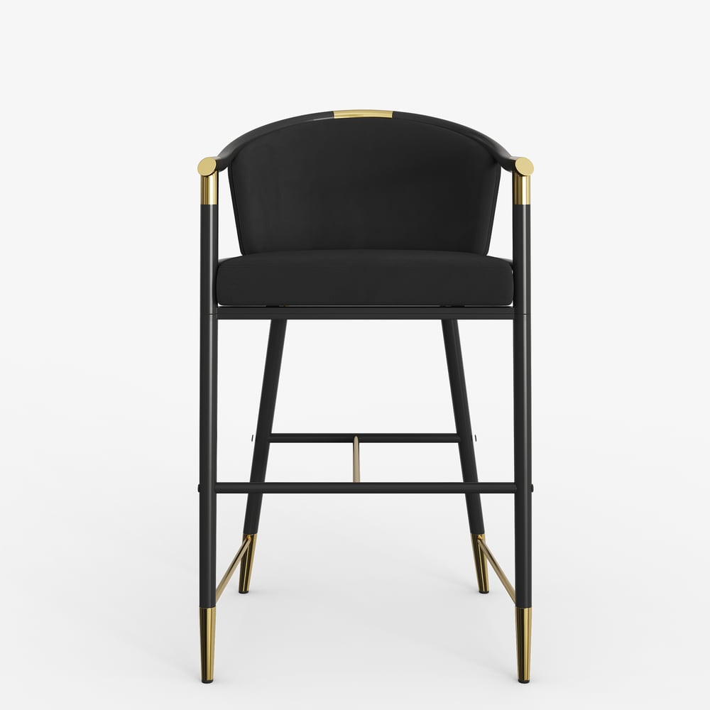 Moderne fluwelen aanrechtkrukken uit de Craines-serie met bekleding zwart Vensterafbeelding