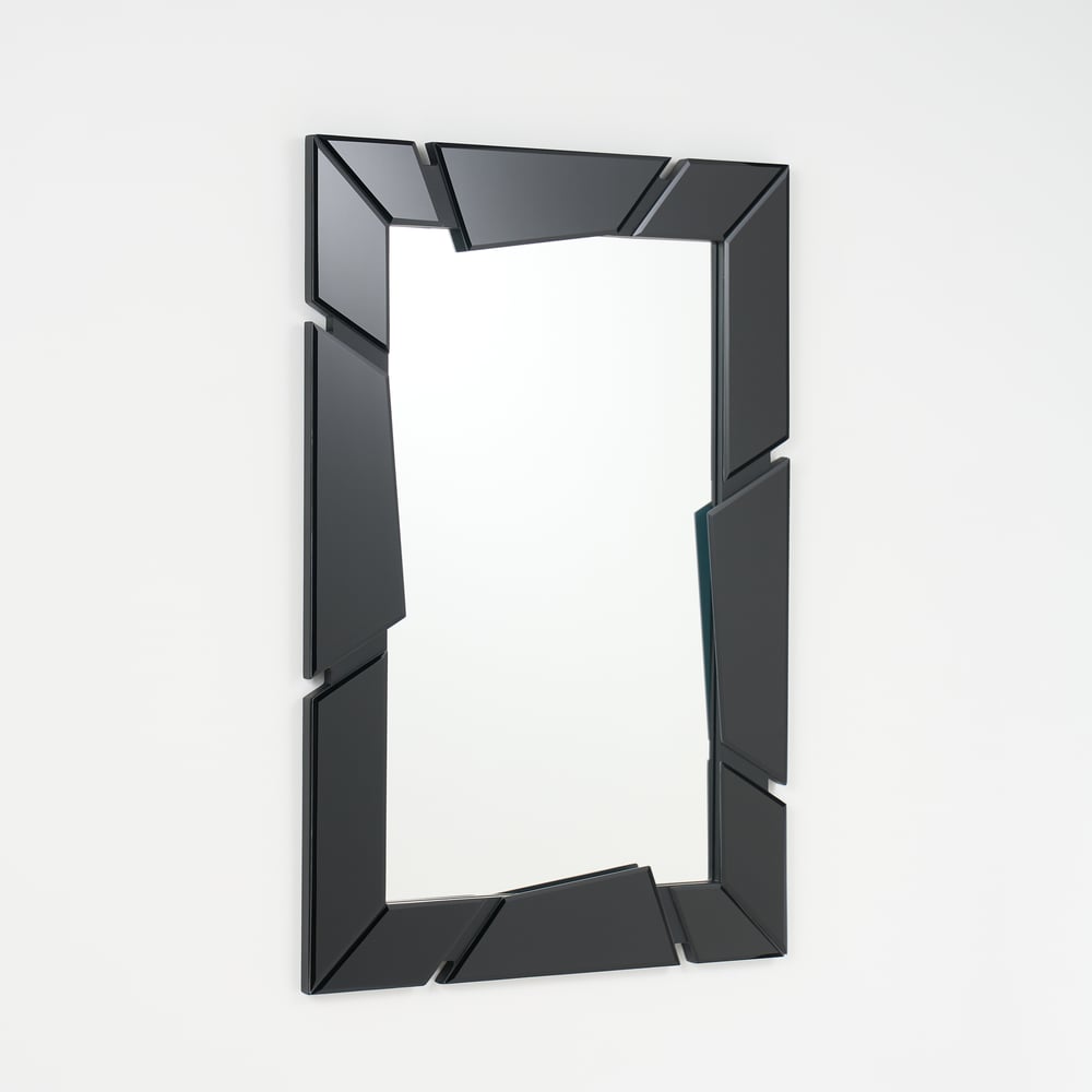 Black Wall Mirror 35.4" × 23.6" – Engineered Wood Frame, Horizontal & Vertical Hanging window image