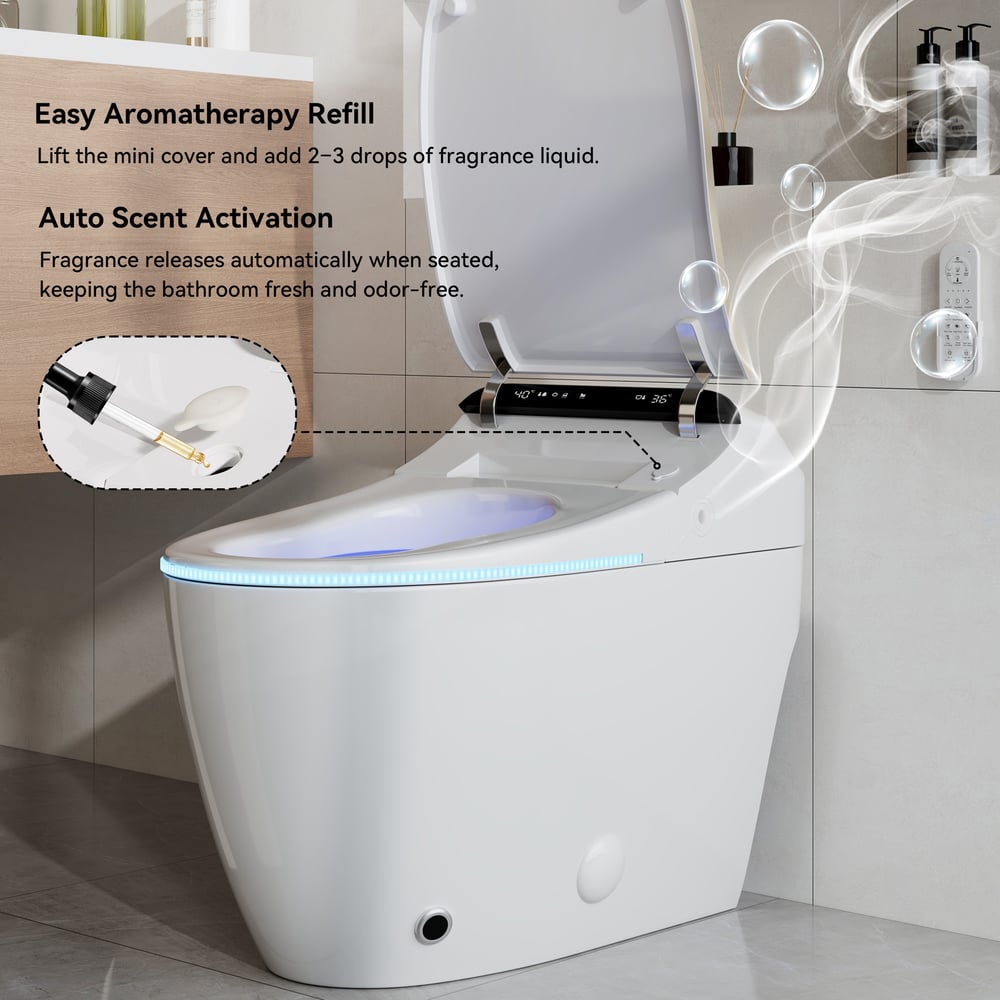Hynova AX2 Pro Automatic Smart Bidet Toilet with Aromatherapy White 1.28 GPF window image