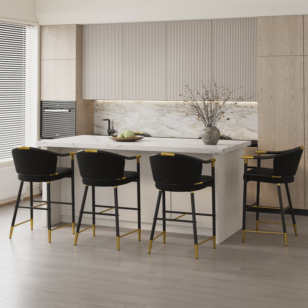 Moderne fluwelen aanrechtkrukken uit de Craines-serie met bekleding zwart Vensterafbeelding