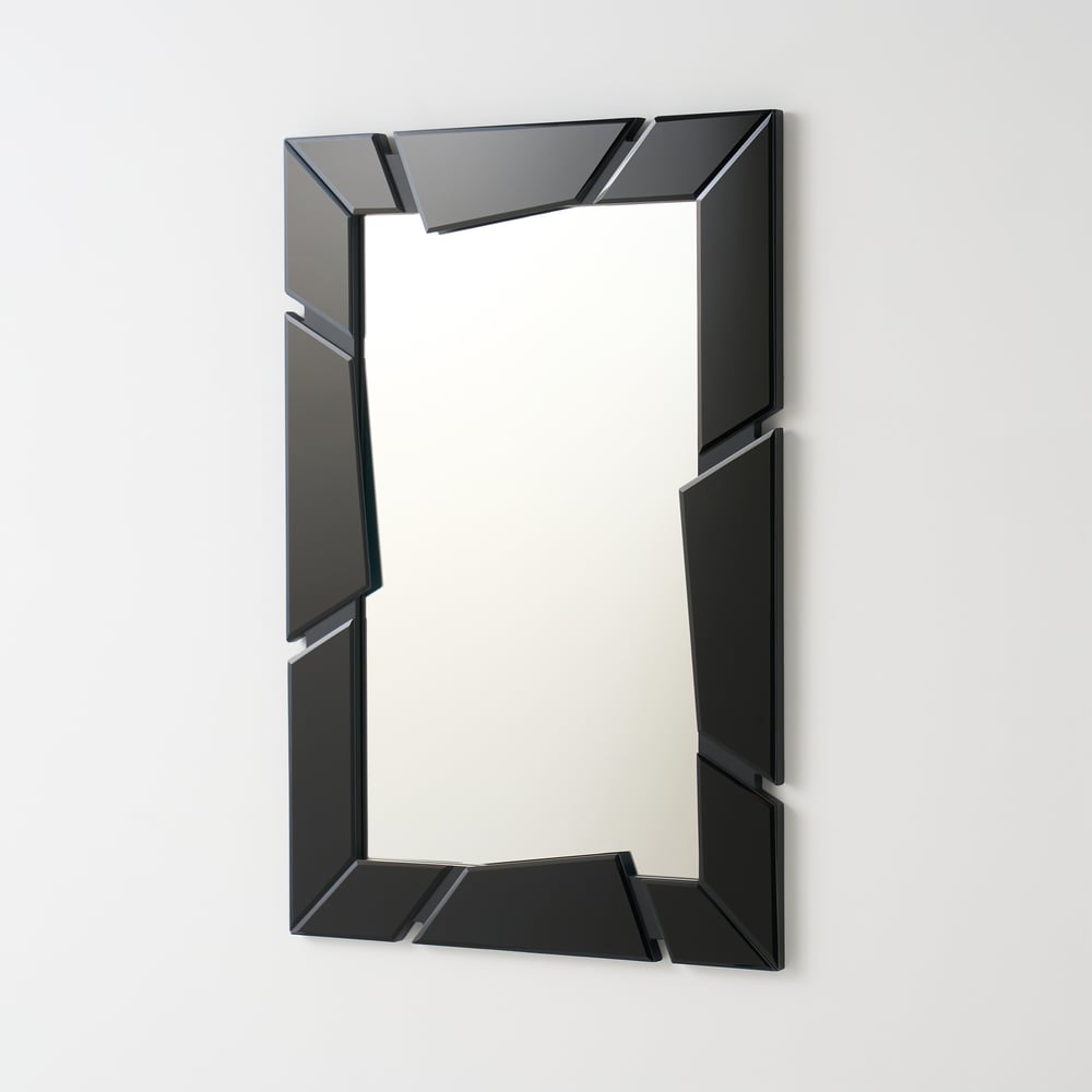 Black Wall Mirror 35.4" × 23.6" – Engineered Wood Frame, Horizontal & Vertical Hanging window image
