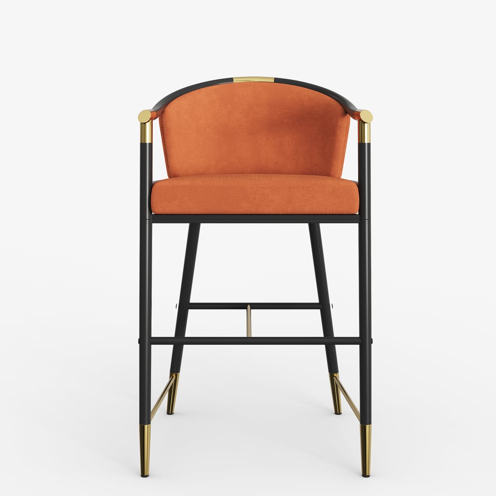 Craines Series Modern Velvet Counter Stools with Upholstery Orange window image