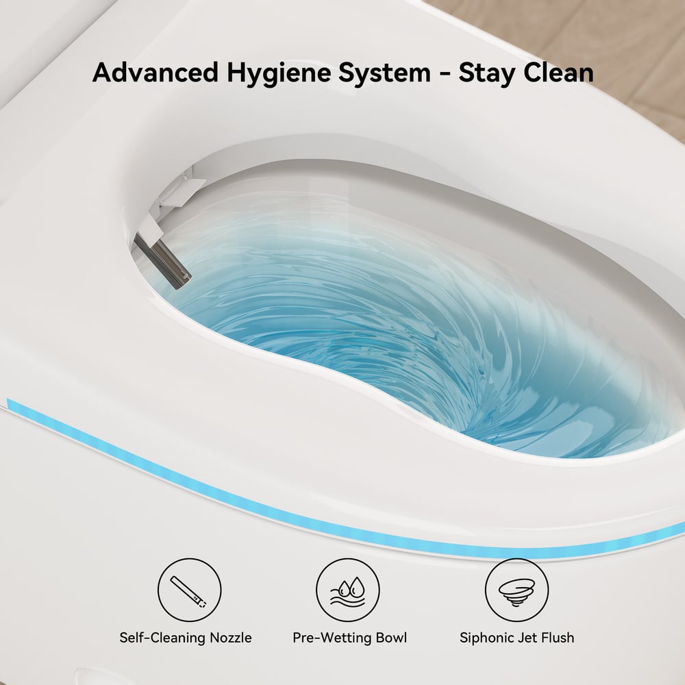 Hynova AX2 Pro Automatic Smart Bidet Toilet with Aromatherapy White 1.28 GPF window image