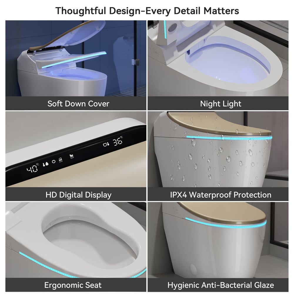 Hynova AX2 Pro Automatic Smart Bidet Toilet with Aromatherapy White 1.28 GPF window image