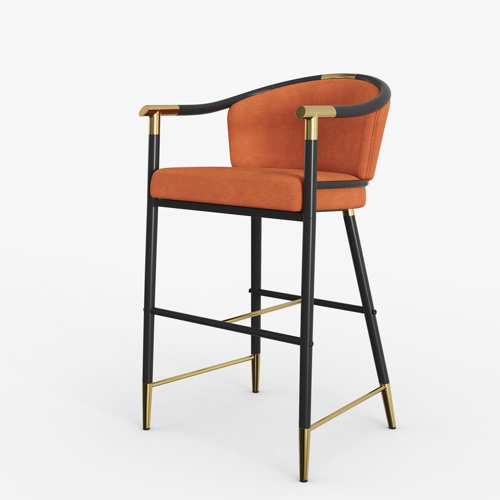 Craines Series Modern Velvet Counter Stools with Upholstery Orange window image