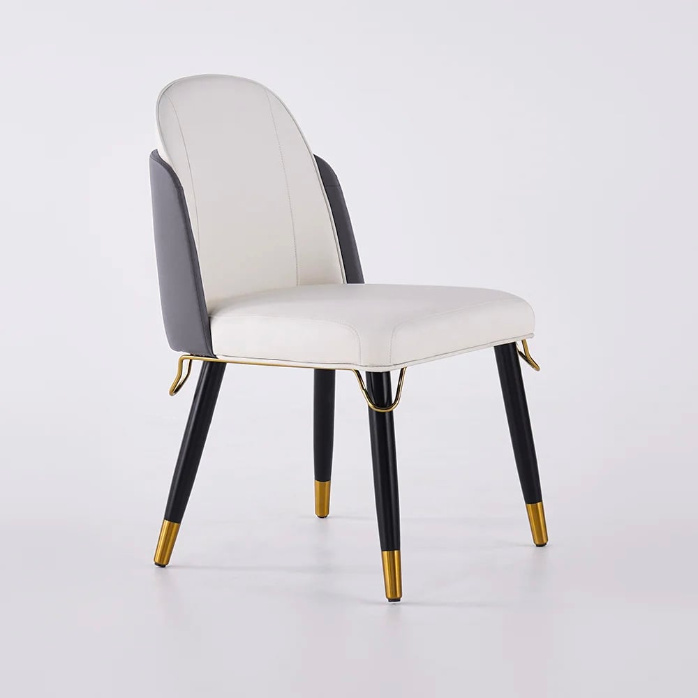 Set of 2 Modern Dining Chairs with PU Leather Upholstery Warm White window image