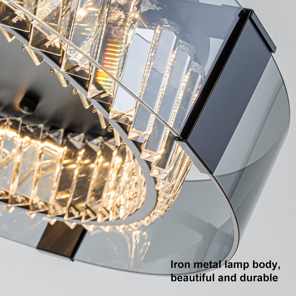 Crystal Dimmable Ceiling Lights 3 Modes LED Flush Mount Light with Remote Control window image