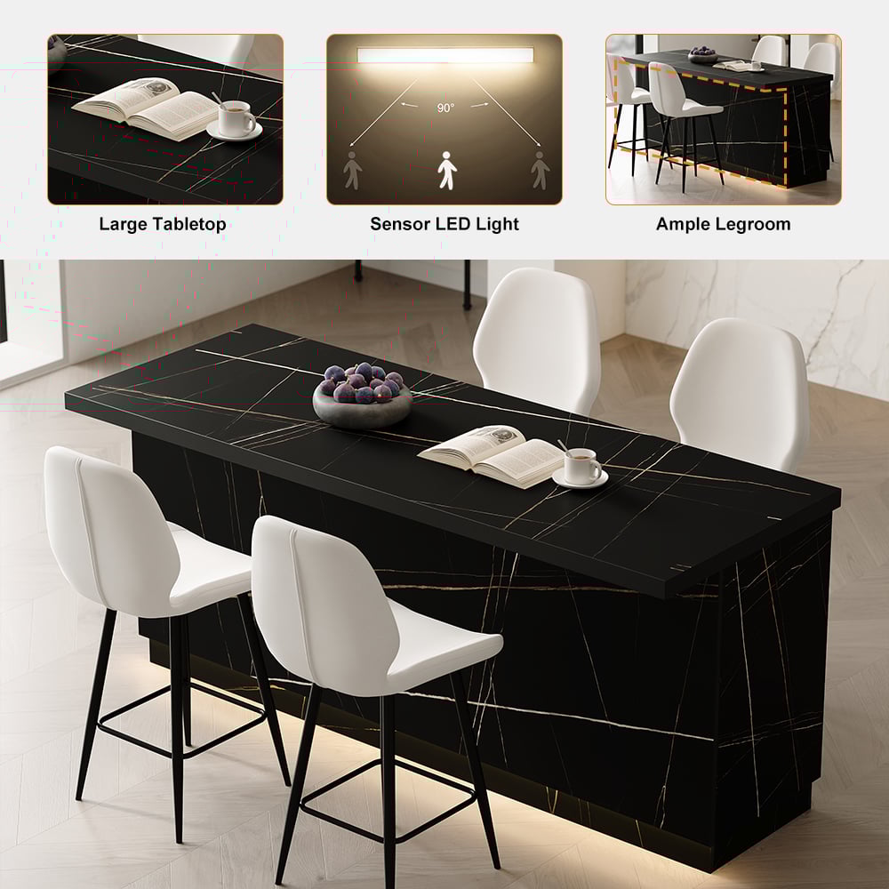 Island & Stool Set 72" Japandi Wood Kitchen Island with 2 Counter Stools window image