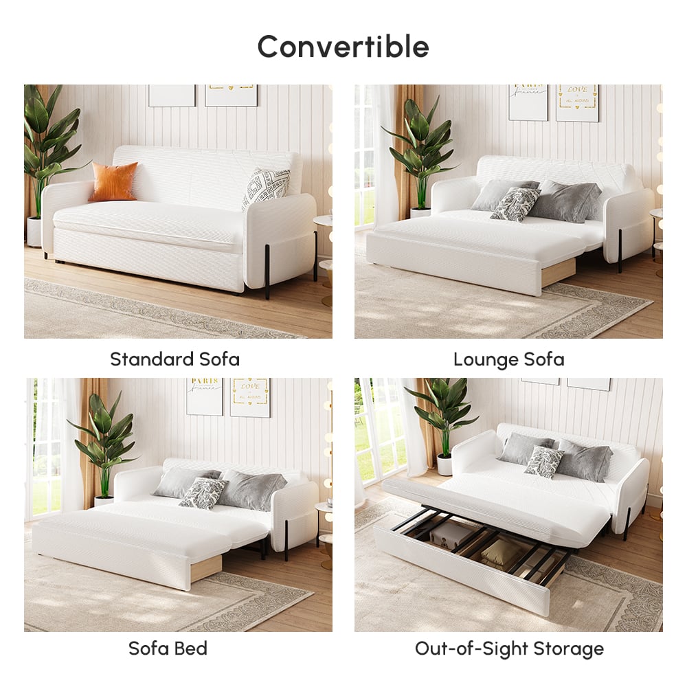 79" King 3-Seater Corduroy Convertible Sleeper Sofa window image