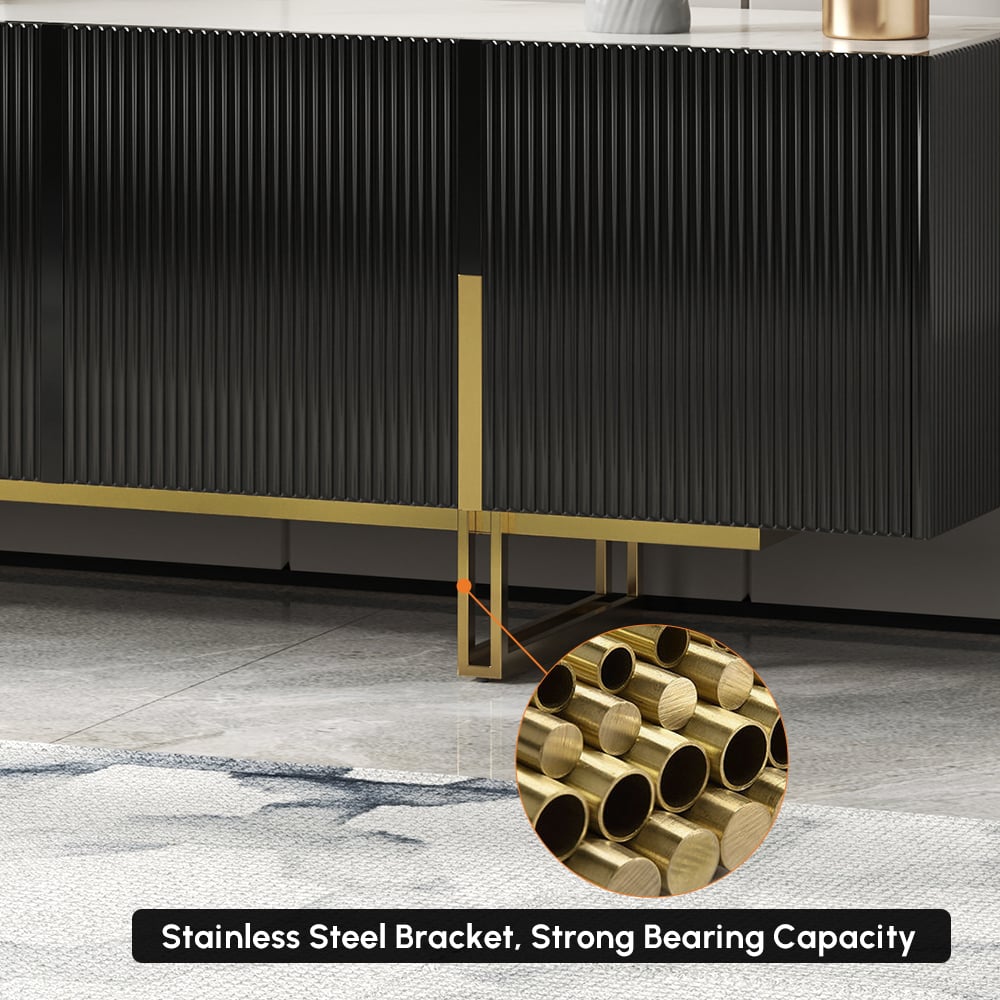 Grovyn 59" Sintered Stone Top Fluted TV Stand with Storage window image