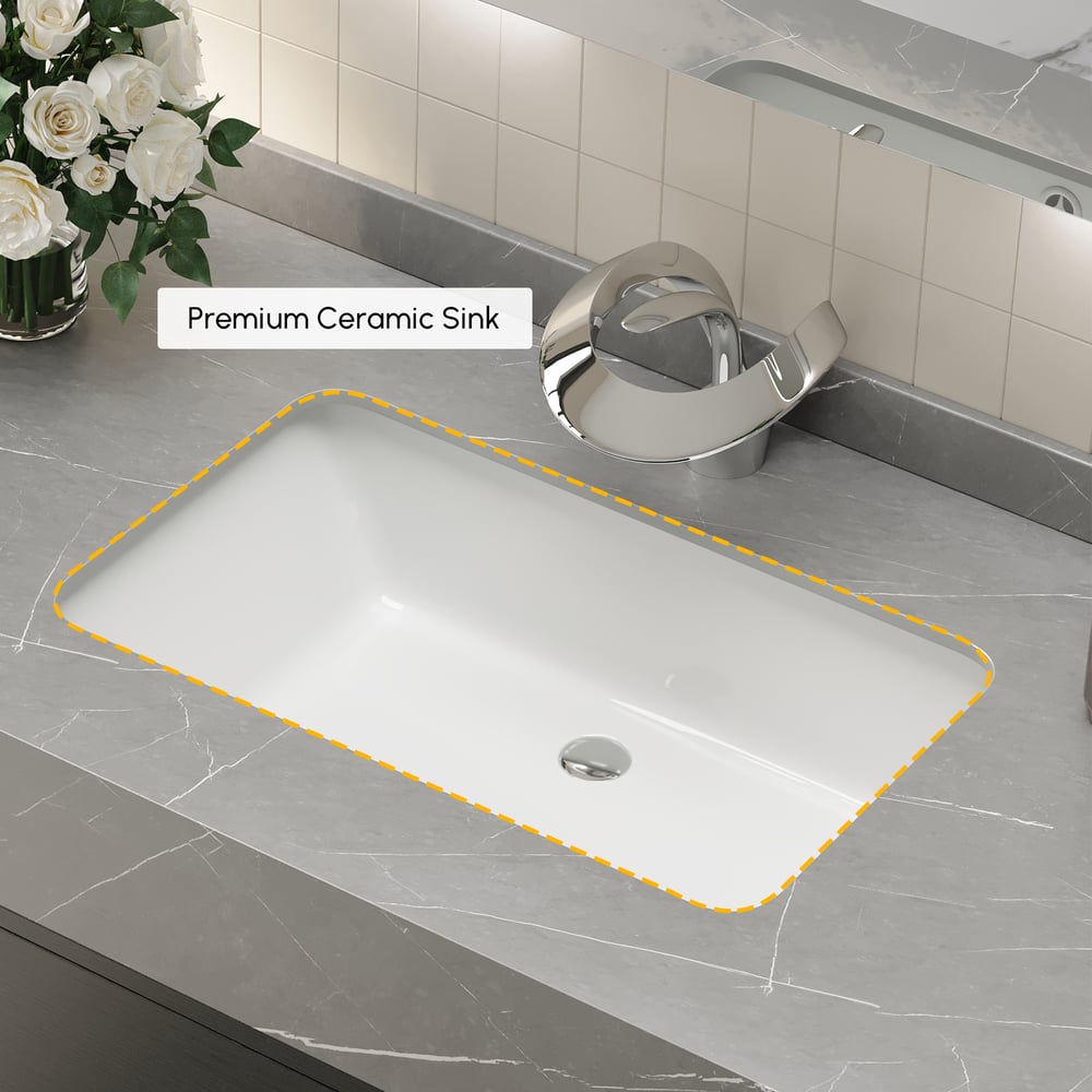 1000mm Freestanding Black Bathroom Vanity, Sintered Stone Countertop & Silver Handles window image