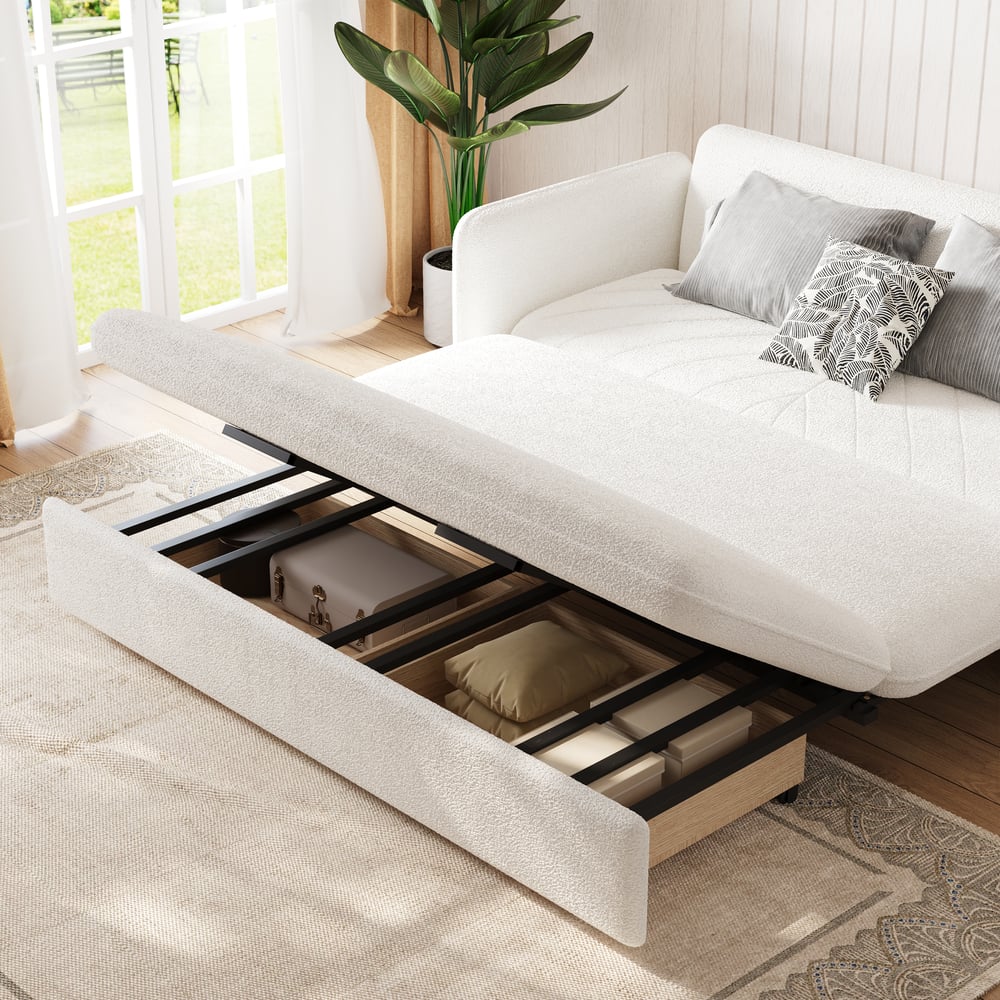 Canapé convertible rembourré à boucles blanches 2000 mm image de fenêtre