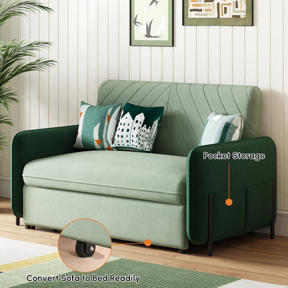 54" Full 2-Seater Velvet Convertible Sleeper Sofa window image