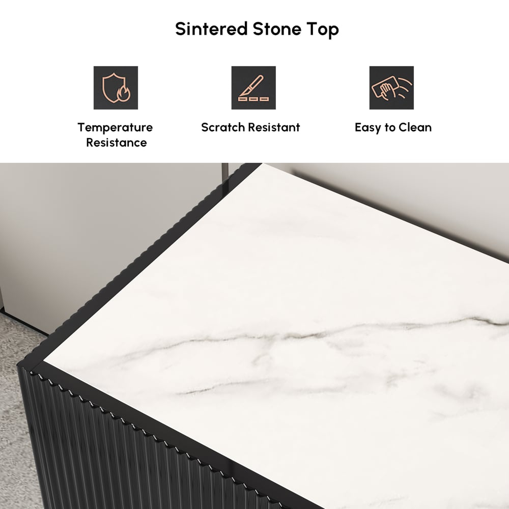 Grovyn 59" Sintered Stone Top Fluted TV Stand with Storage window image