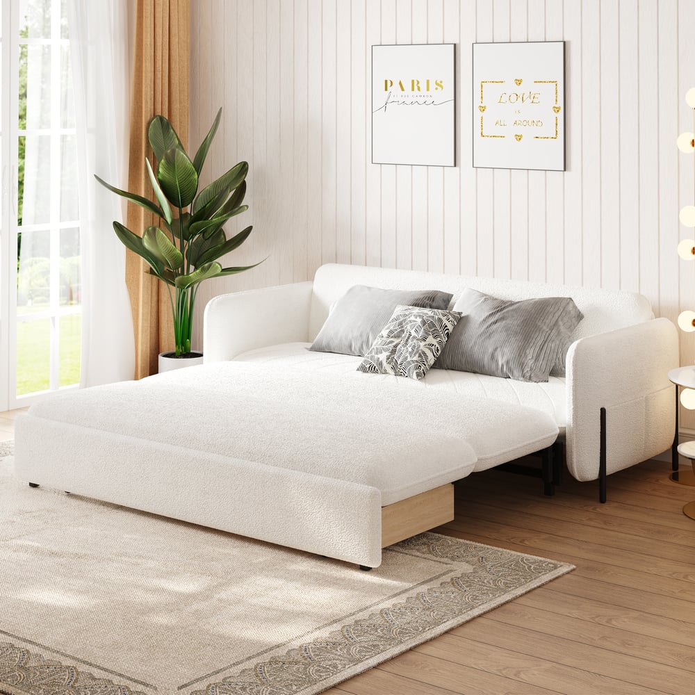 Canapé convertible rembourré à boucles blanches 2000 mm image de fenêtre