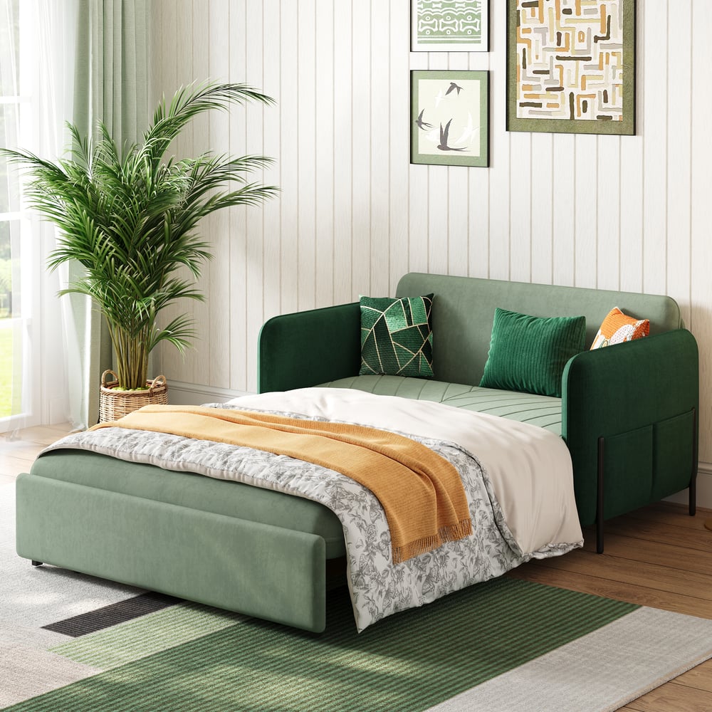 54" Full 2-Seater Velvet Convertible Sleeper Sofa window image