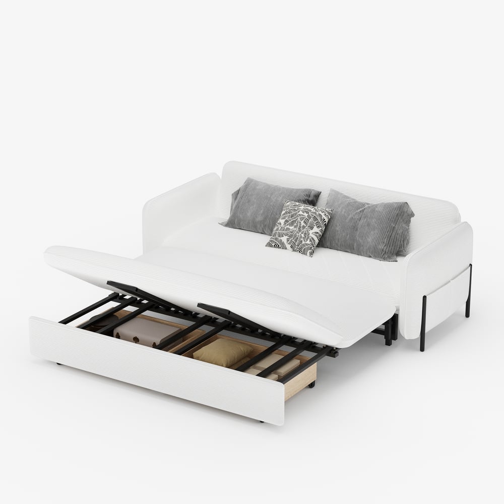 79" King 3-Seater Corduroy Convertible Sleeper Sofa window image