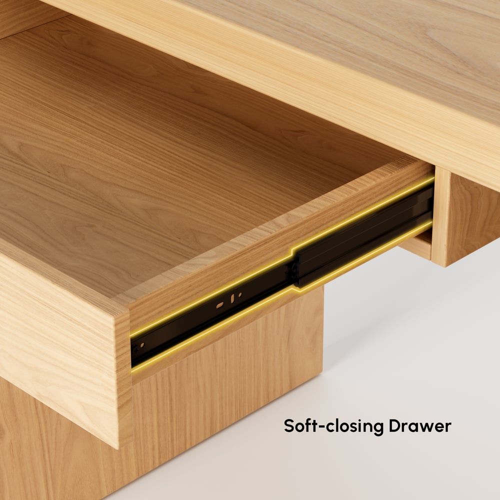 Mesa dupla para 2 pessoas Mesa de escritório retangular natural com 4 gavetas e 1 armário (2400 mm) Imagem da janela