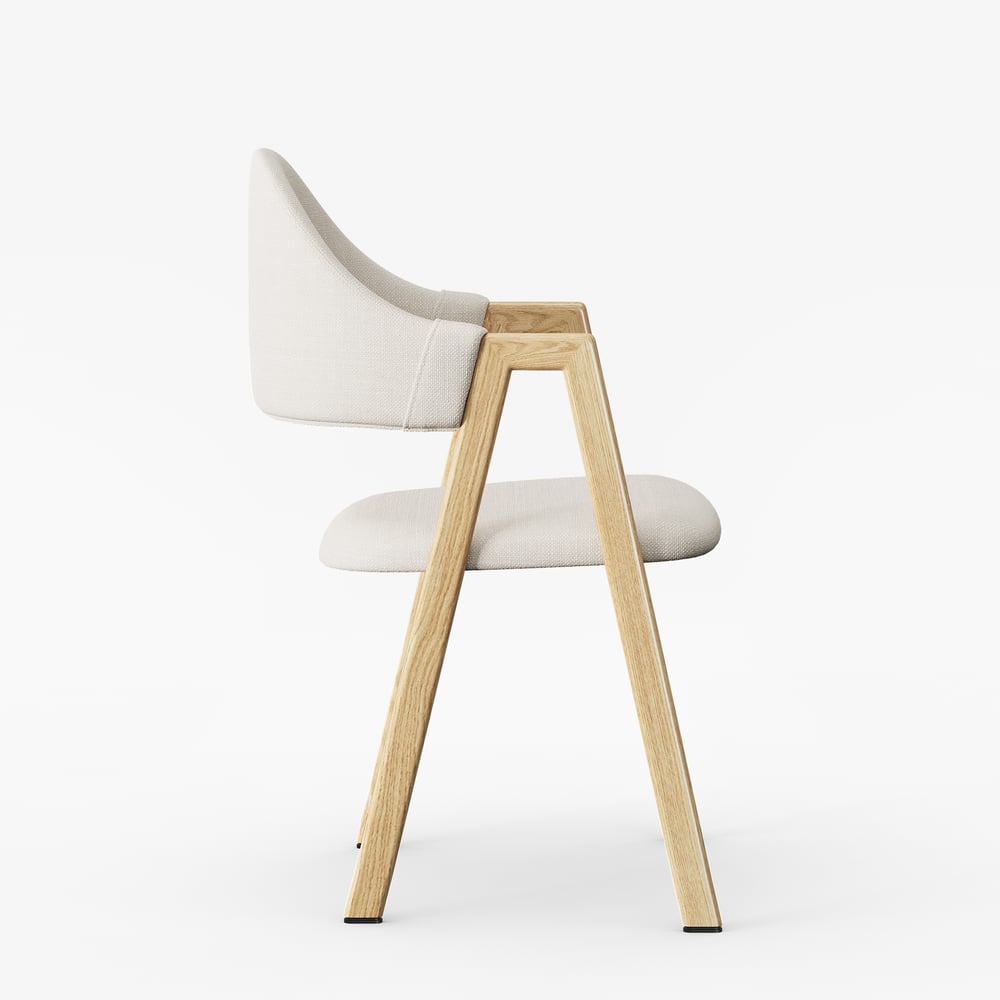 Cadeiras de jantar estofadas de linho branco, cadeira com encosto curvo, conjunto de 2 Imagem da janela