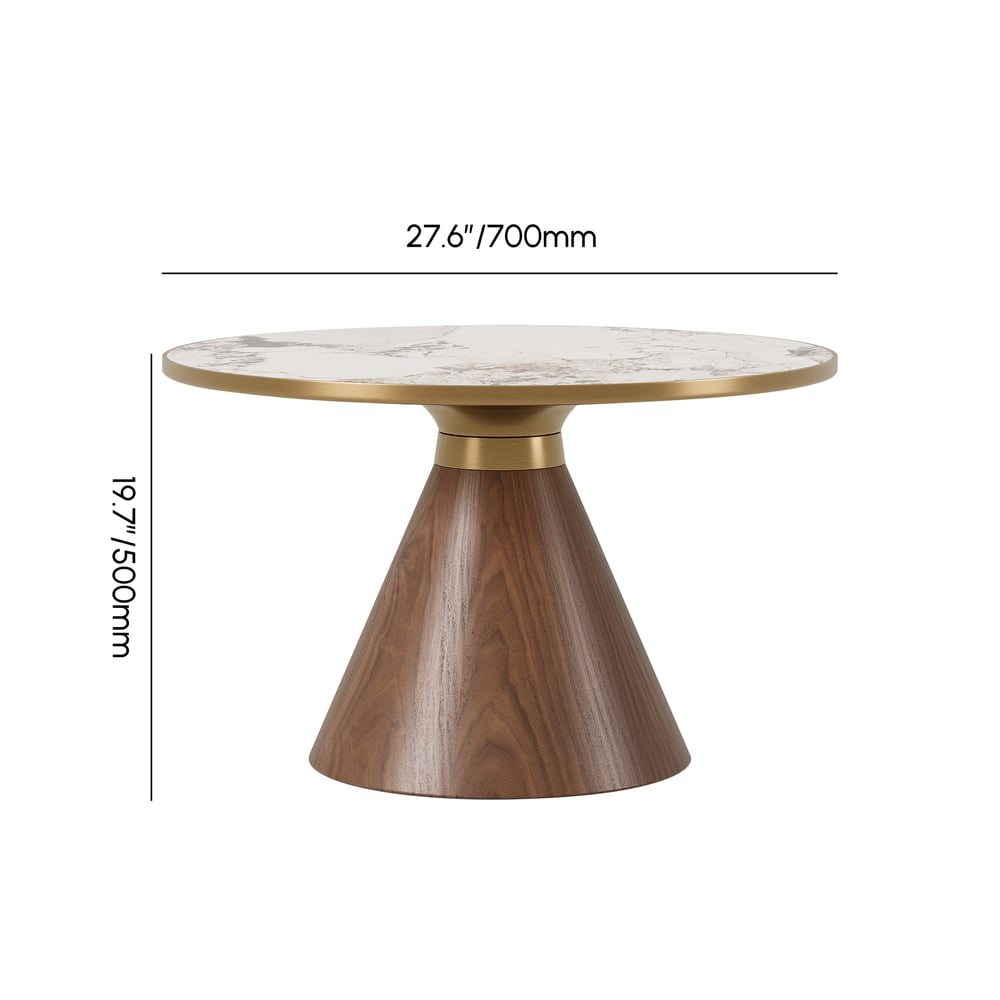 700mm Round Walnut Sintered Stone Top Coffee Table weights dimensions image