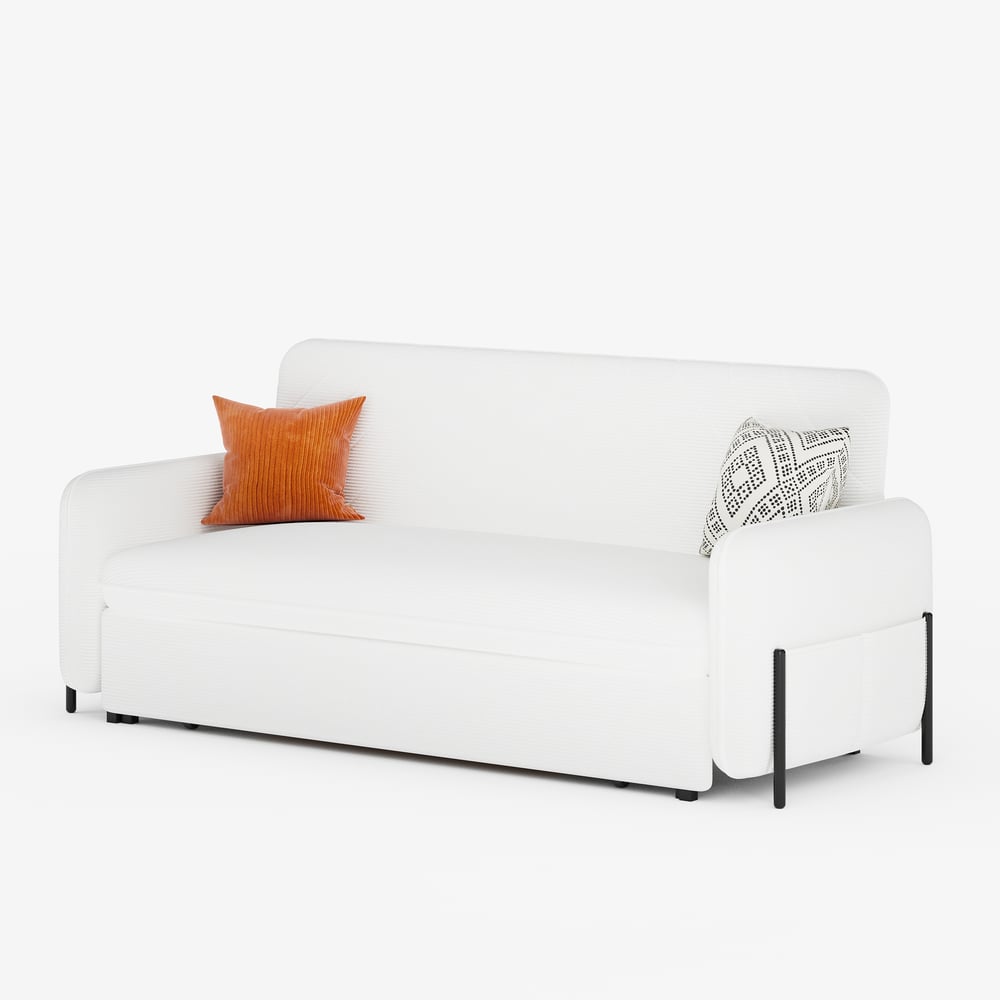 79" King 3-Seater Corduroy Convertible Sleeper Sofa window image