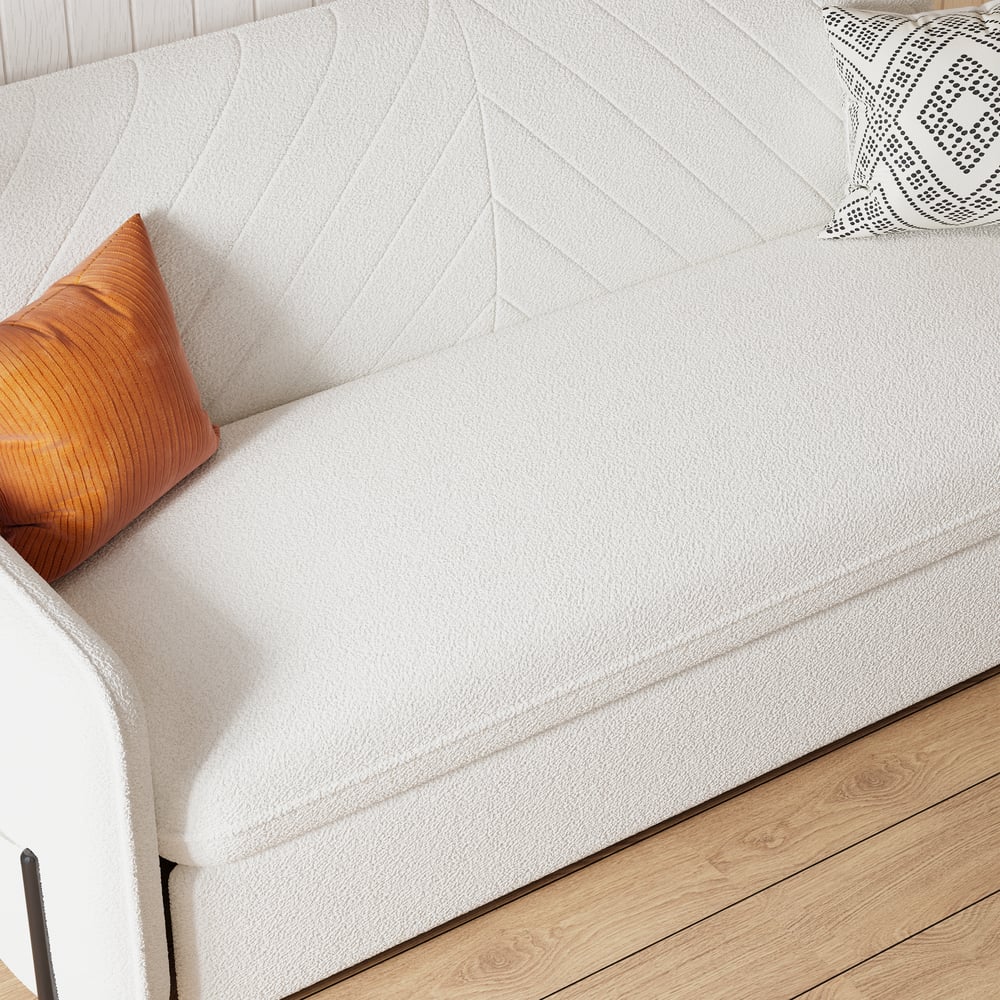 Canapé convertible rembourré à boucles blanches 2000 mm image de fenêtre