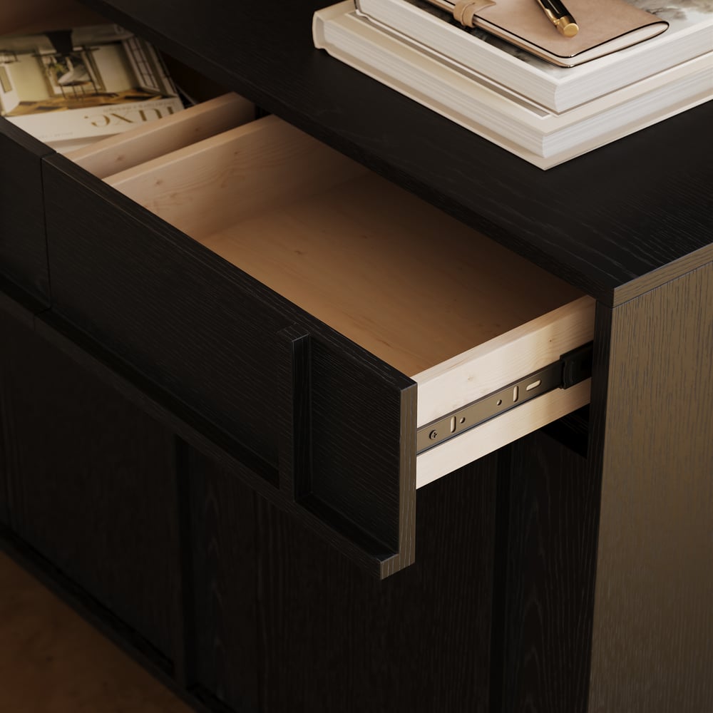 1530mm Mid Century Modern Sideboard Wooden Buffet with Storage window image