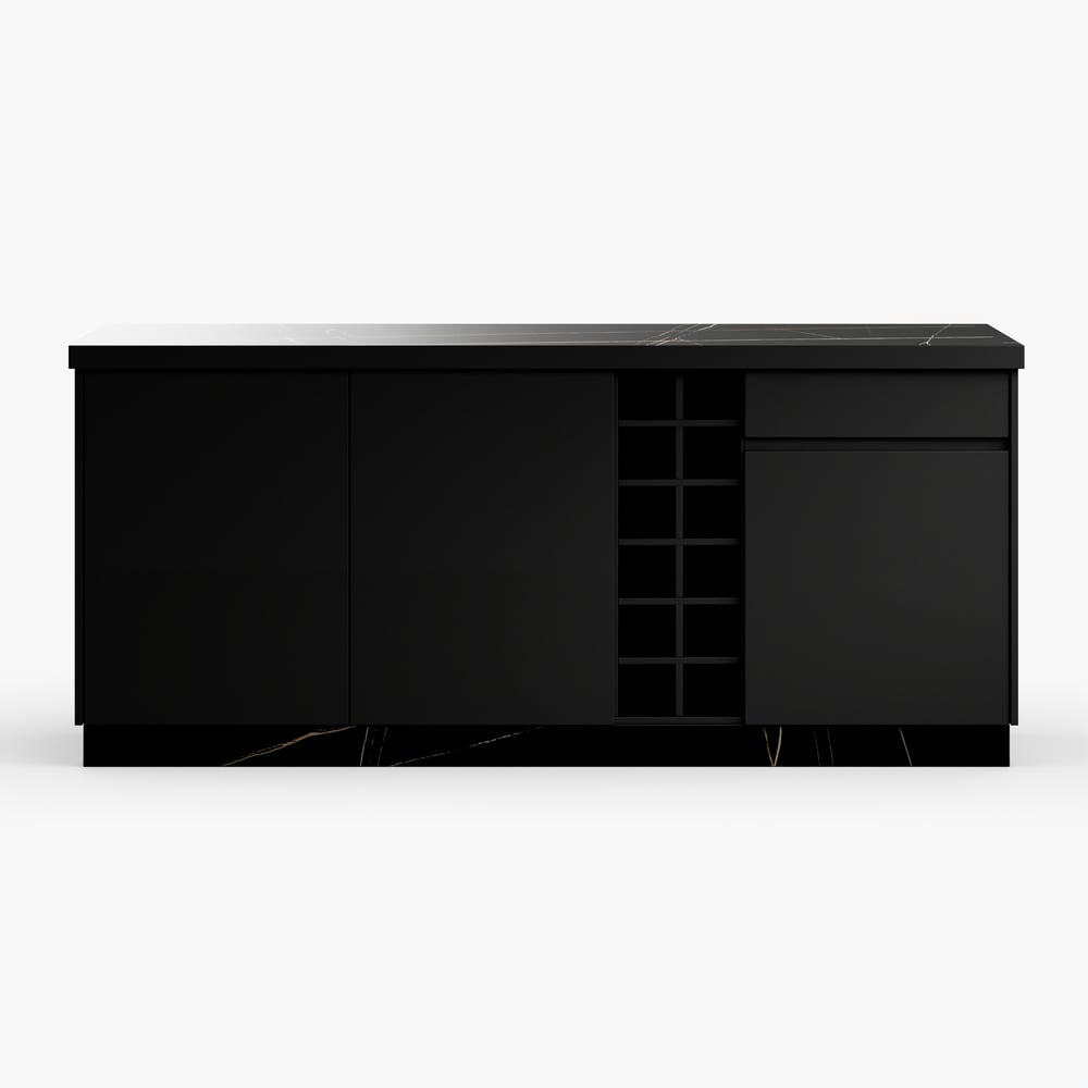 Island & Stool Set 72" Japandi Wood Kitchen Island with 2 Counter Stools window image