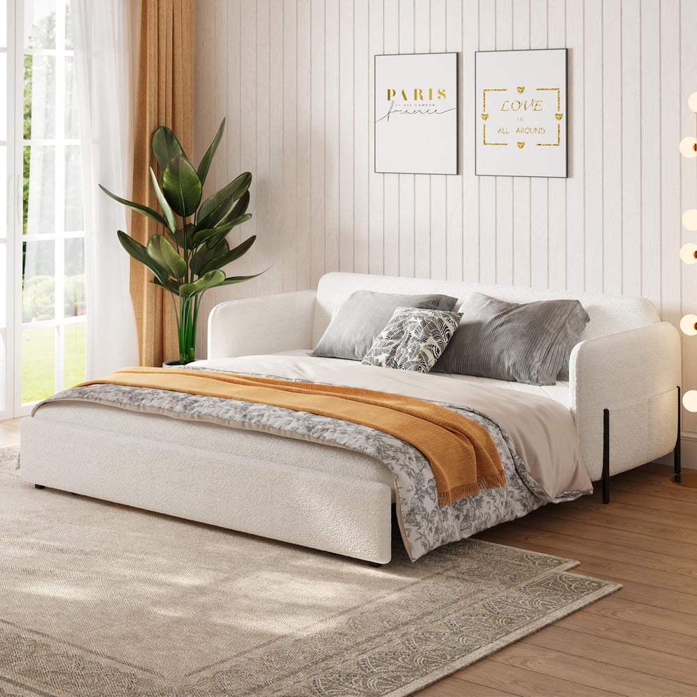 Canapé convertible rembourré à boucles blanches 2000 mm image de fenêtre