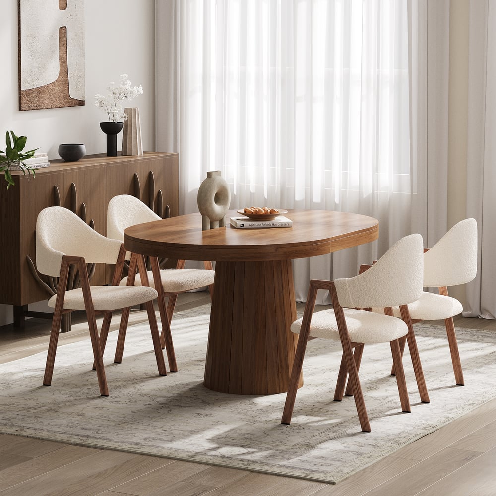 Sedia da pranzo imbottita bianca con schienale curvo, set di 2 Immagine della finestra