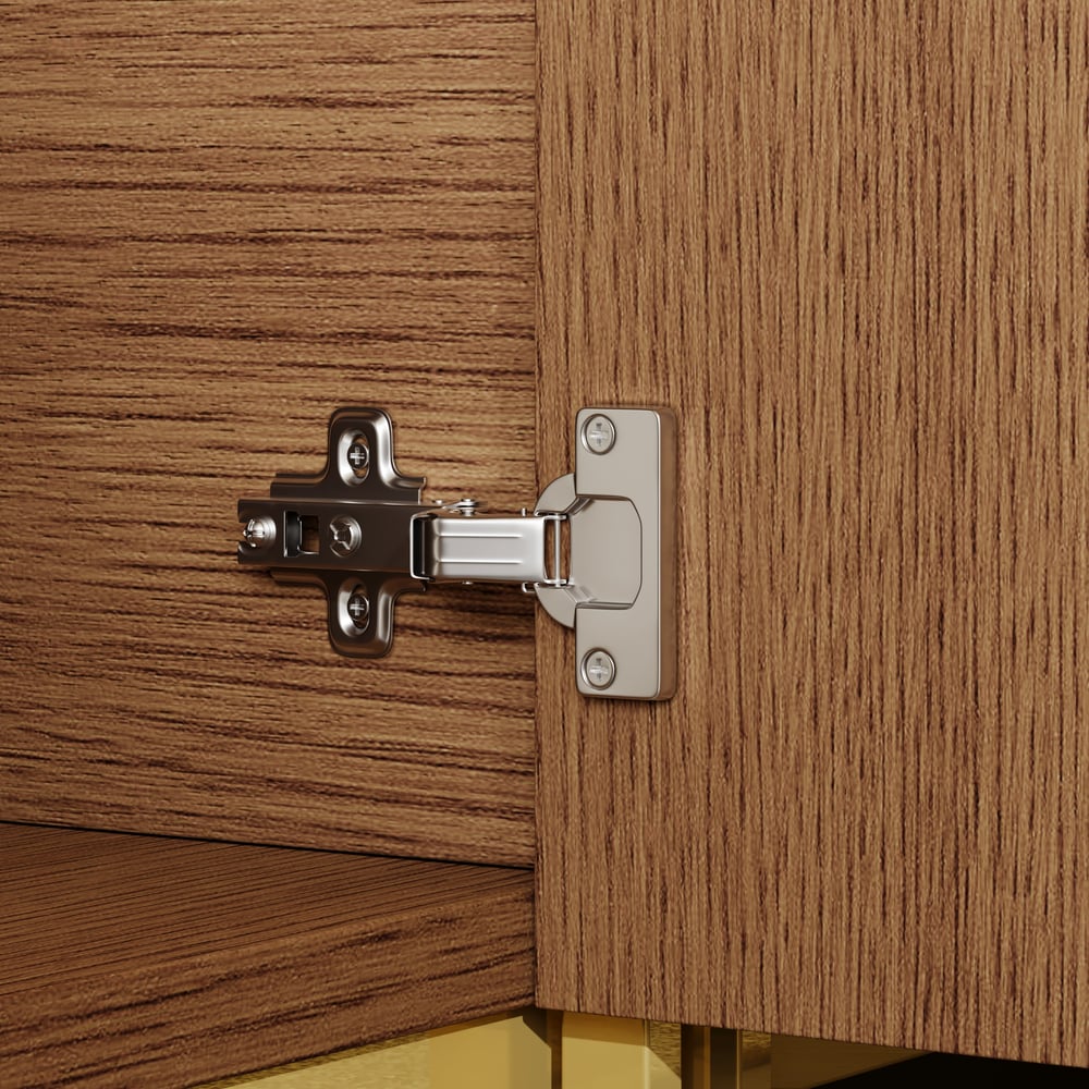 Supporto TV Grovyn con piano scanalato in pietra sinterizzata, 1500 mm, con portaoggetti Immagine della finestra