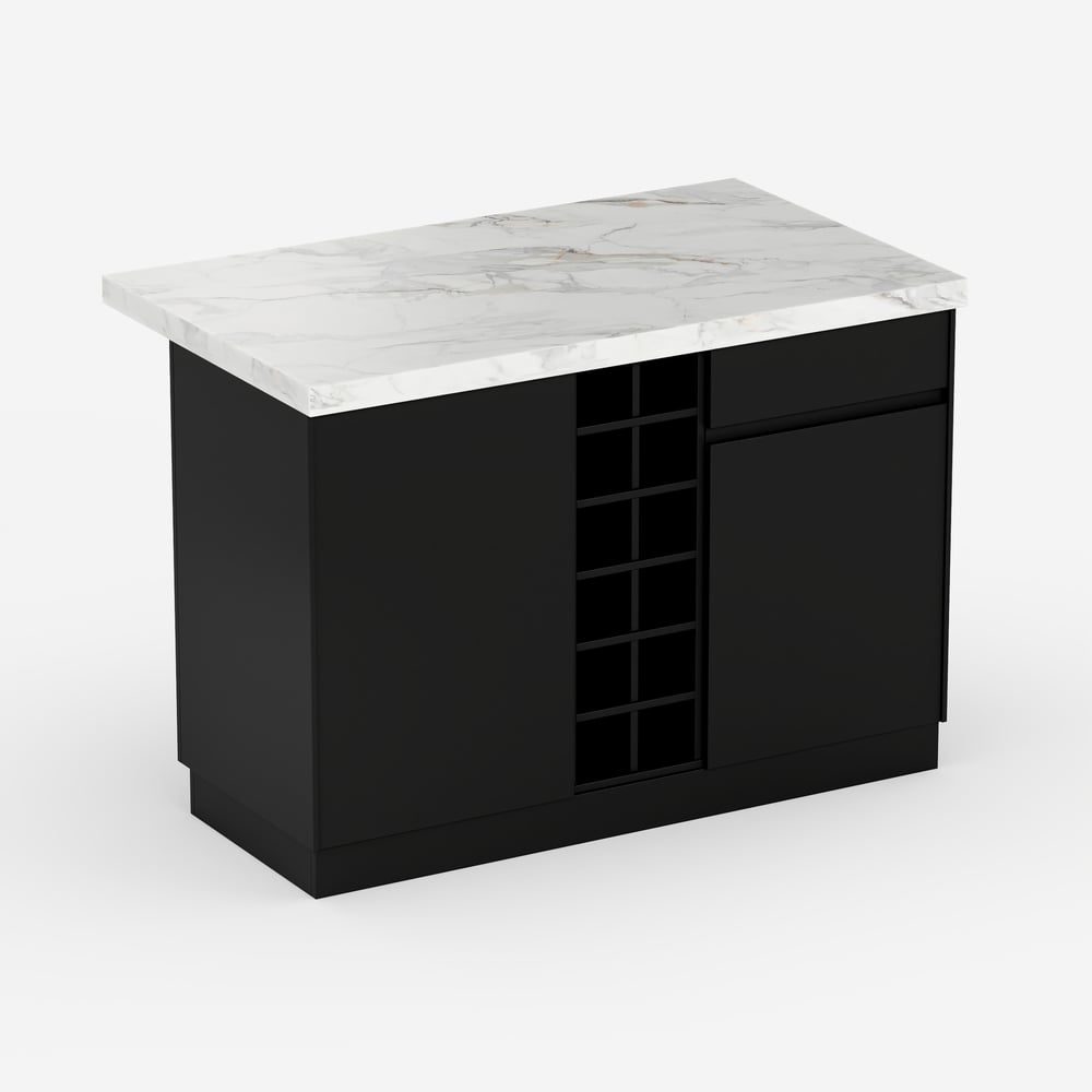 Island & Stool Set 72" Japandi Wood Kitchen Island with 2 Counter Stools window image