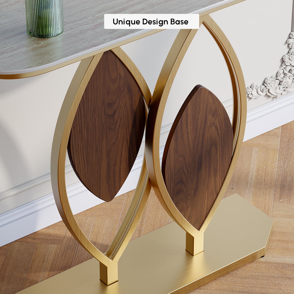 Table console Duo 1000 mm, table d'appoint moderne pour entrée avec dessus en travertin mat image de fenêtre