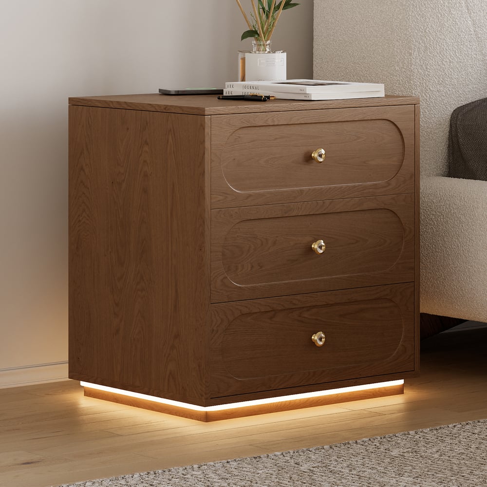 Krila Floating 3-Drawer LED Smart Nightstand with Light window image